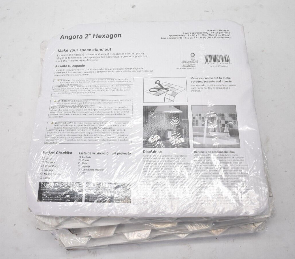 Lot of 8 Sheets Angora 2″ Hexagon Honed Mosaic Marble Floor Wall Tiles
