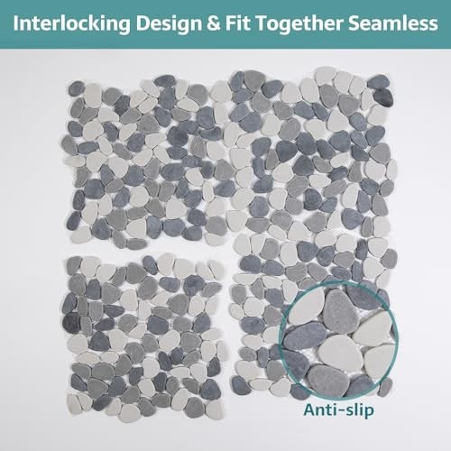 Grey Pebble Mosaic Tile for Shower Floor & Kitchen Backsplash – 5 Sheets