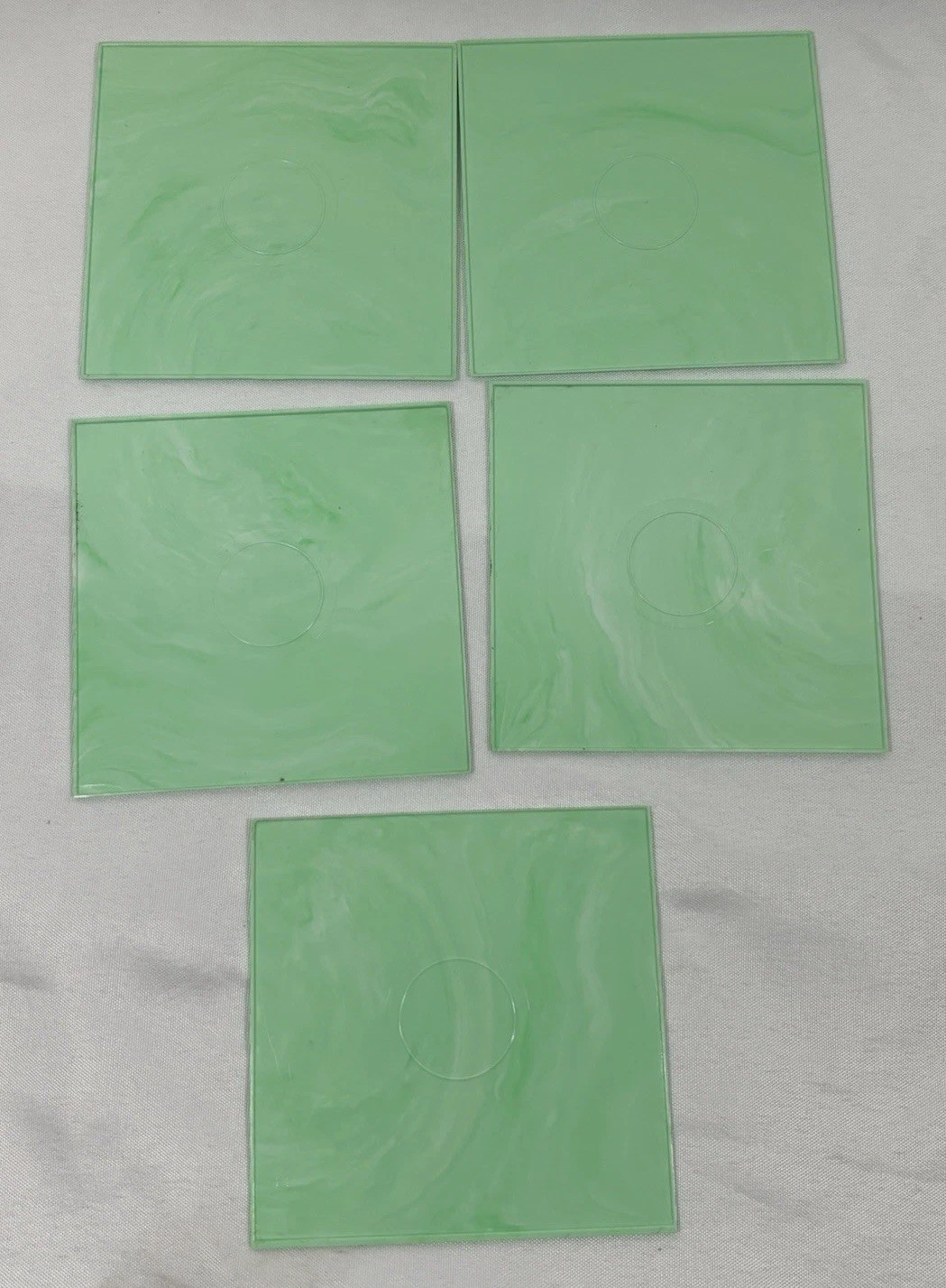 5 Vintage Mint Green Aqua Marble Plastic Polystyrene Wall Tiles 4.25″x4.25″