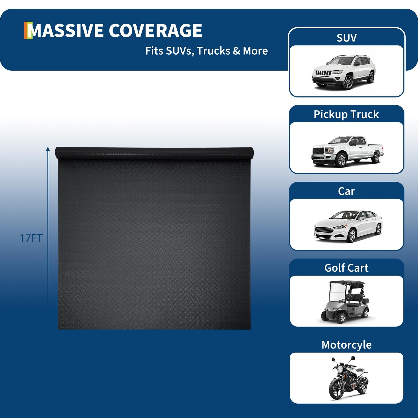 17 – 25FT Garage Floor Mat, 2mm Thickened Flooring Roll Diamond Plate PVC Rubber