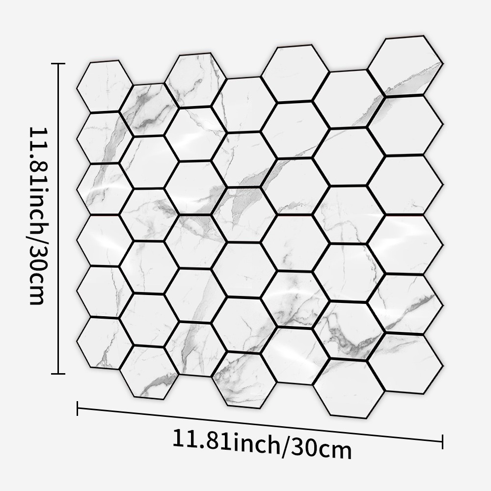20PCS Self-Adhesive Hexagon Mosaic Tile Sticker Backsplash for Kitchen Home