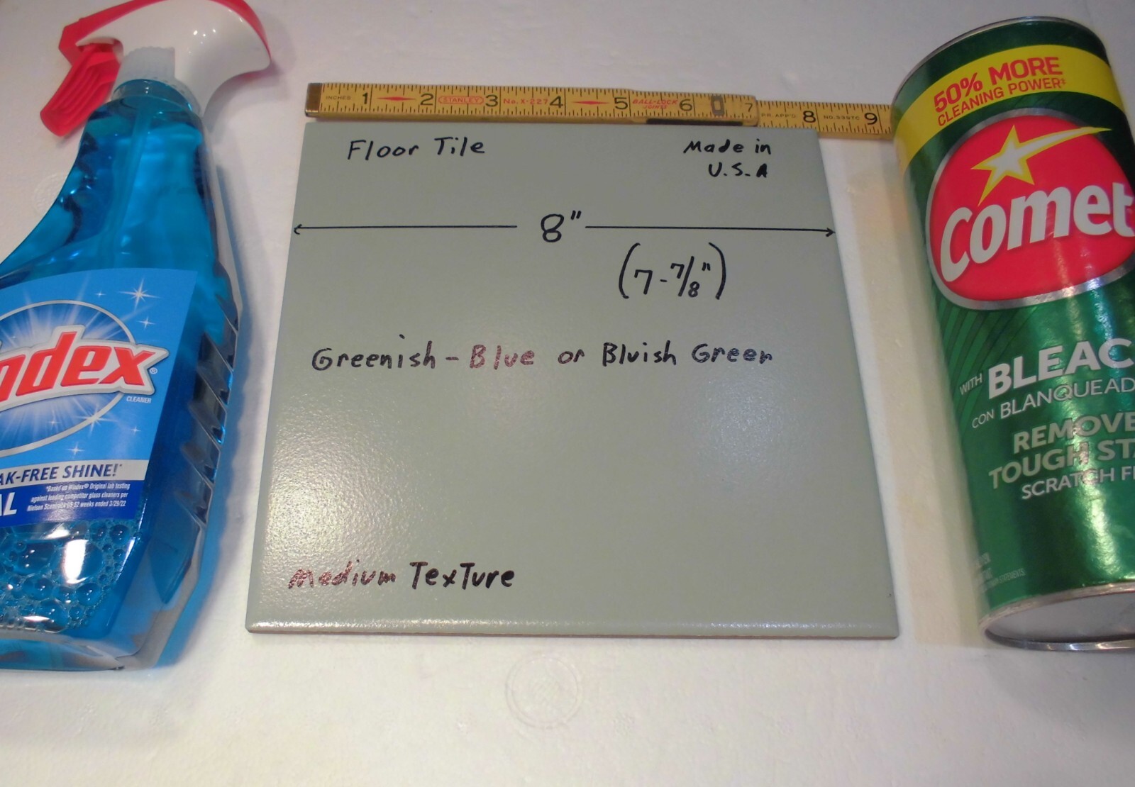 1 pc. Greenish-Blue or Bluish Green: Floor Tile 8″ X 8″ Medium Textured, USA