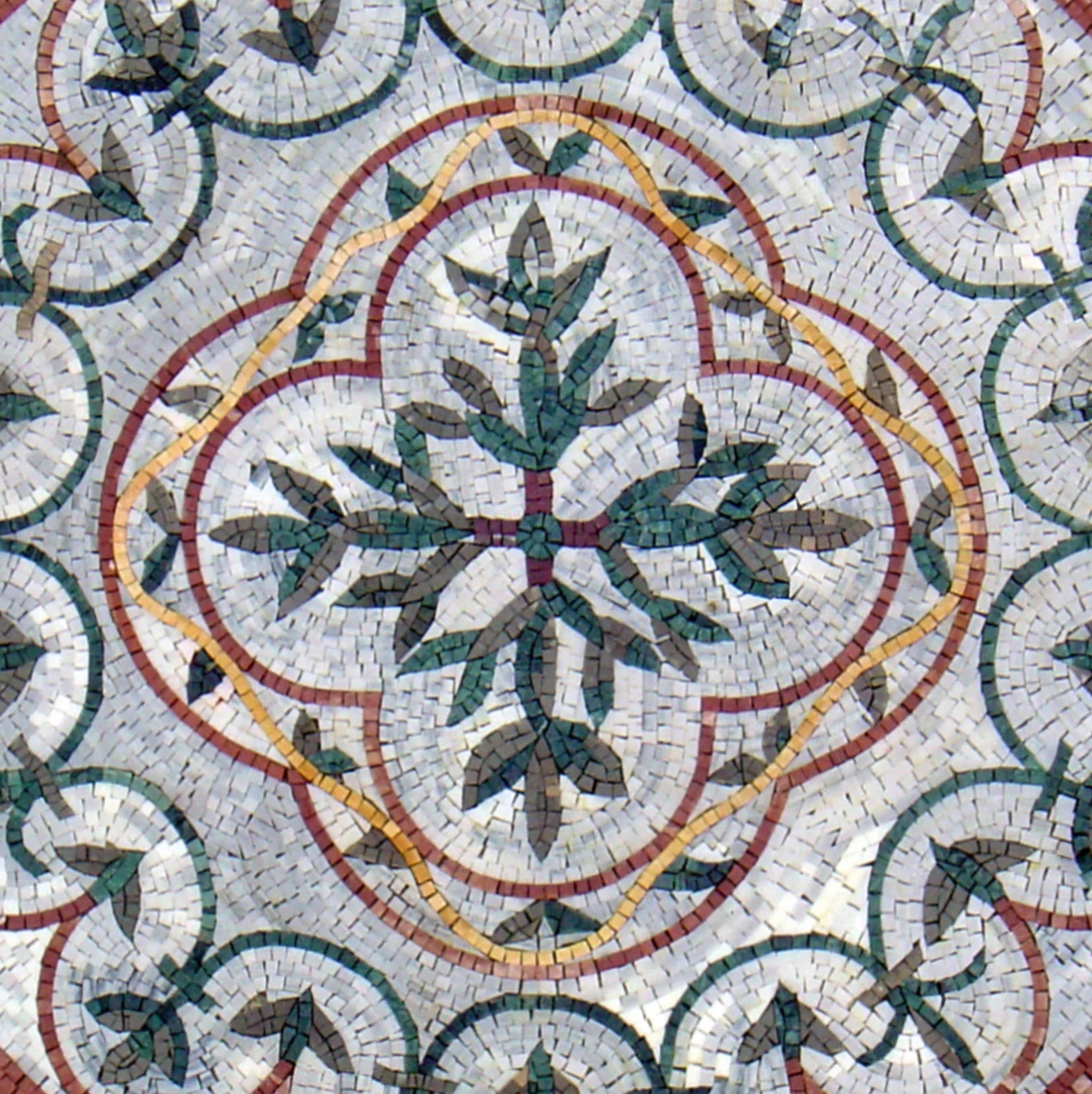 40” MEDALLION MOSAIC TILES |Square Shape Botanical Pattern Mosaic Tiles