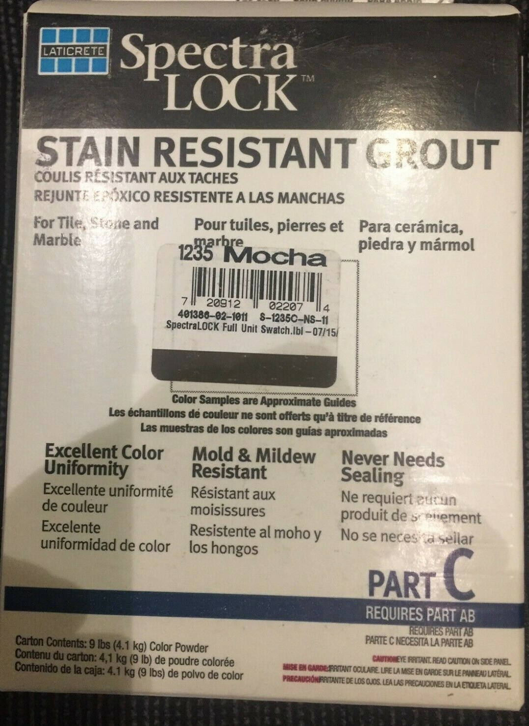 Laticrete SpectraLOCK Stain Resistant Grout Part C, Full Unit (9 lb)- Mocha 1235