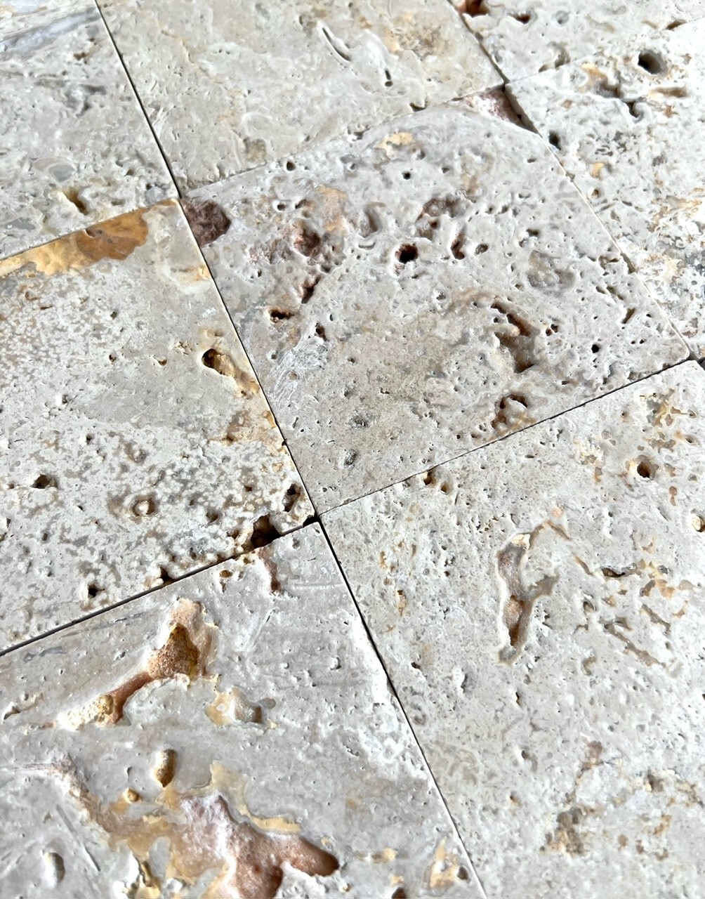 Ivory Rustic Scabos 4×4 Brushed Travertine Floor and Wall Backsplash Tile 1 PC
