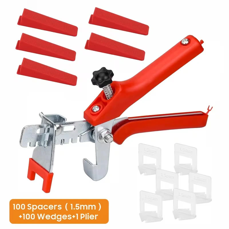 Tile Leveling System with Tile Plier, Tile Spacers Clips and Reusable Wedges