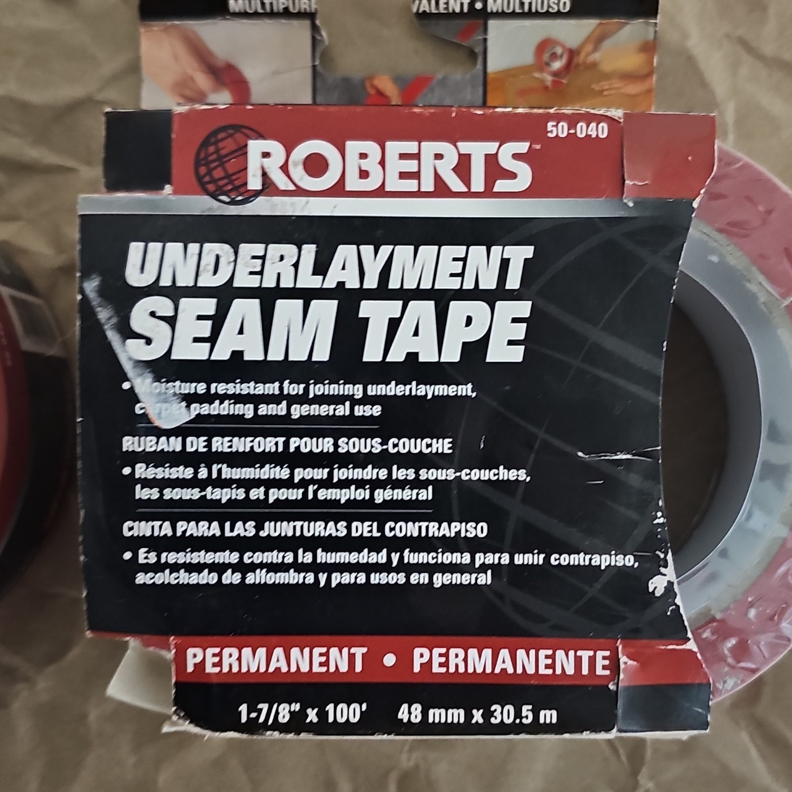 2 Roberts Underlayment Seam Tape 1-7/8 in x 100 ft Red Moisture Resistant 50-040