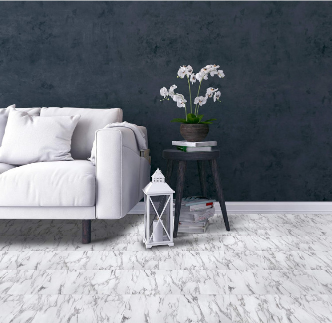 Bianco Marble Vinyl Tiles Peel And Stick Floor 20 Pack Flooring Self Adhesive