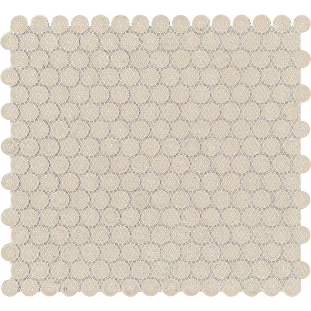 Savvy Navy 11 In. X 12 In. Penny Glossy Porcelain Mosaic Floor and Wall Tile (0.