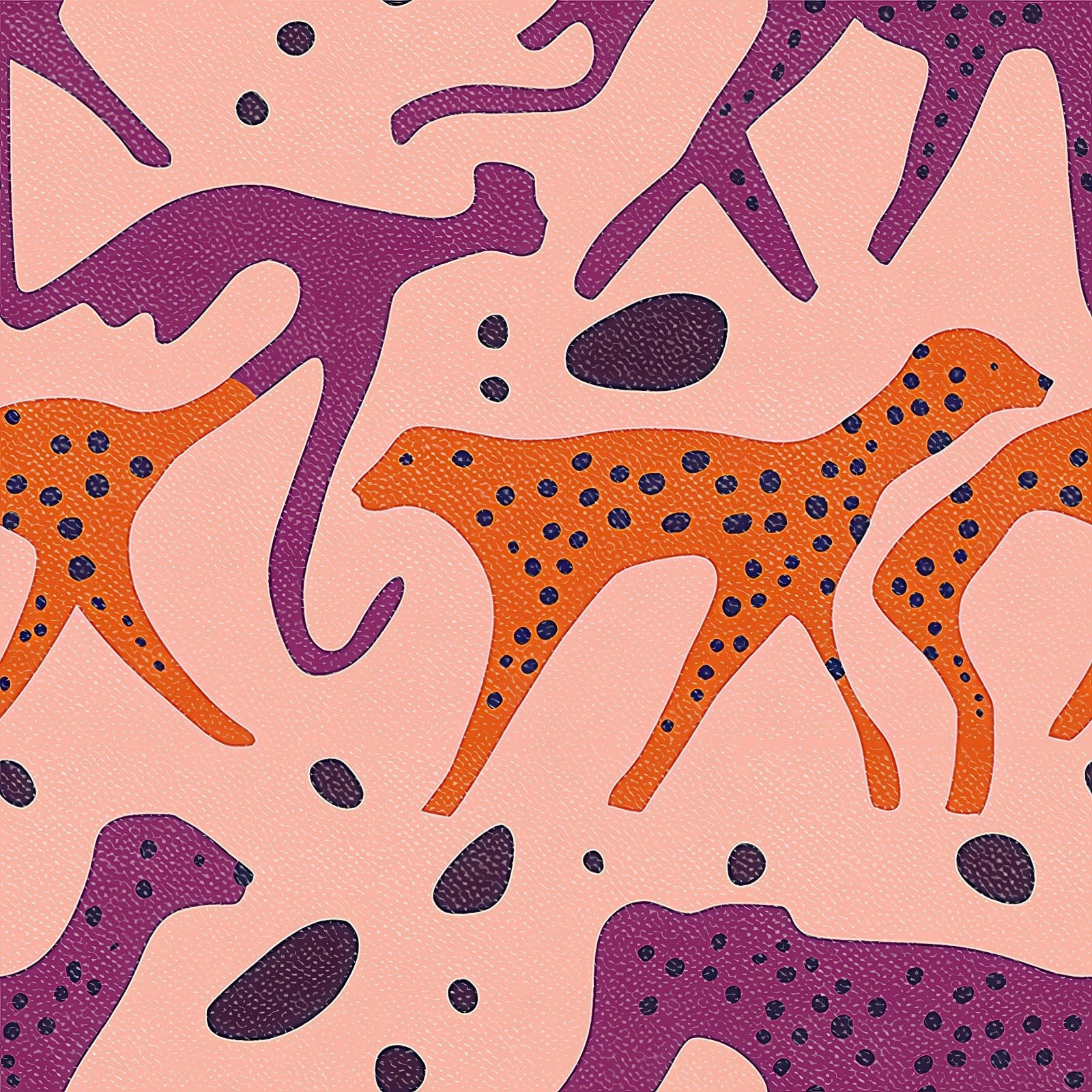 10PCS 12×12 Inch Abstract Cheetah Pattern in Purple and Orange on Pink Floor …