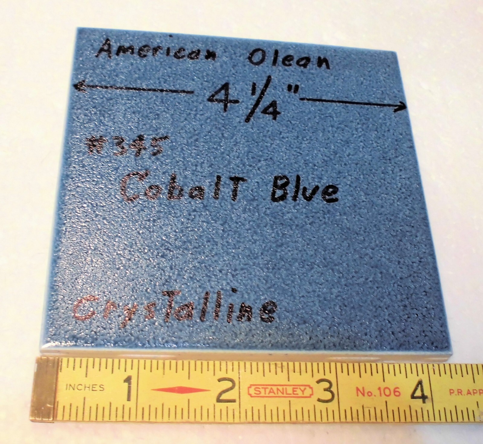 1 pc. Cobalt Blue #345: Crystalline Ceramic 4-1/4″ Tile by American Olean: NOS