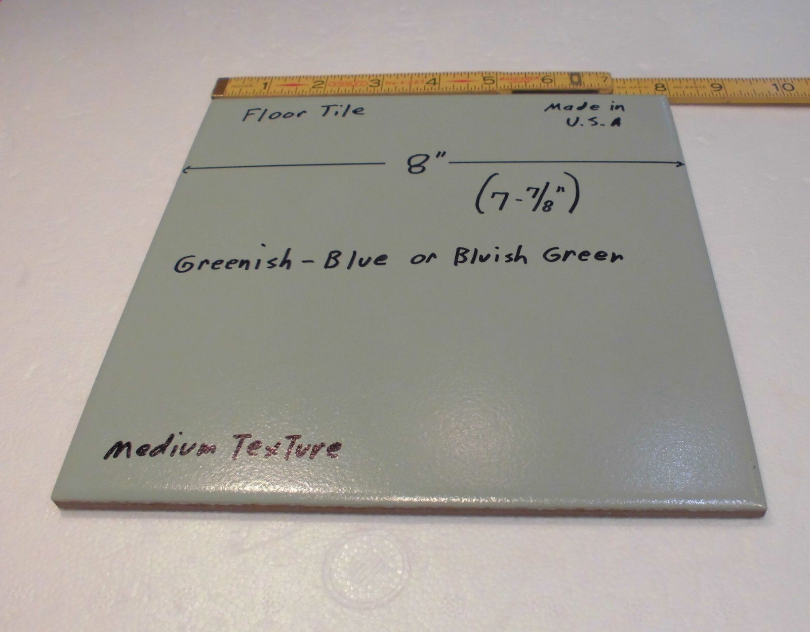 1 pc. Greenish-Blue or Bluish Green: Floor Tile 8″ X 8″ Medium Textured, USA