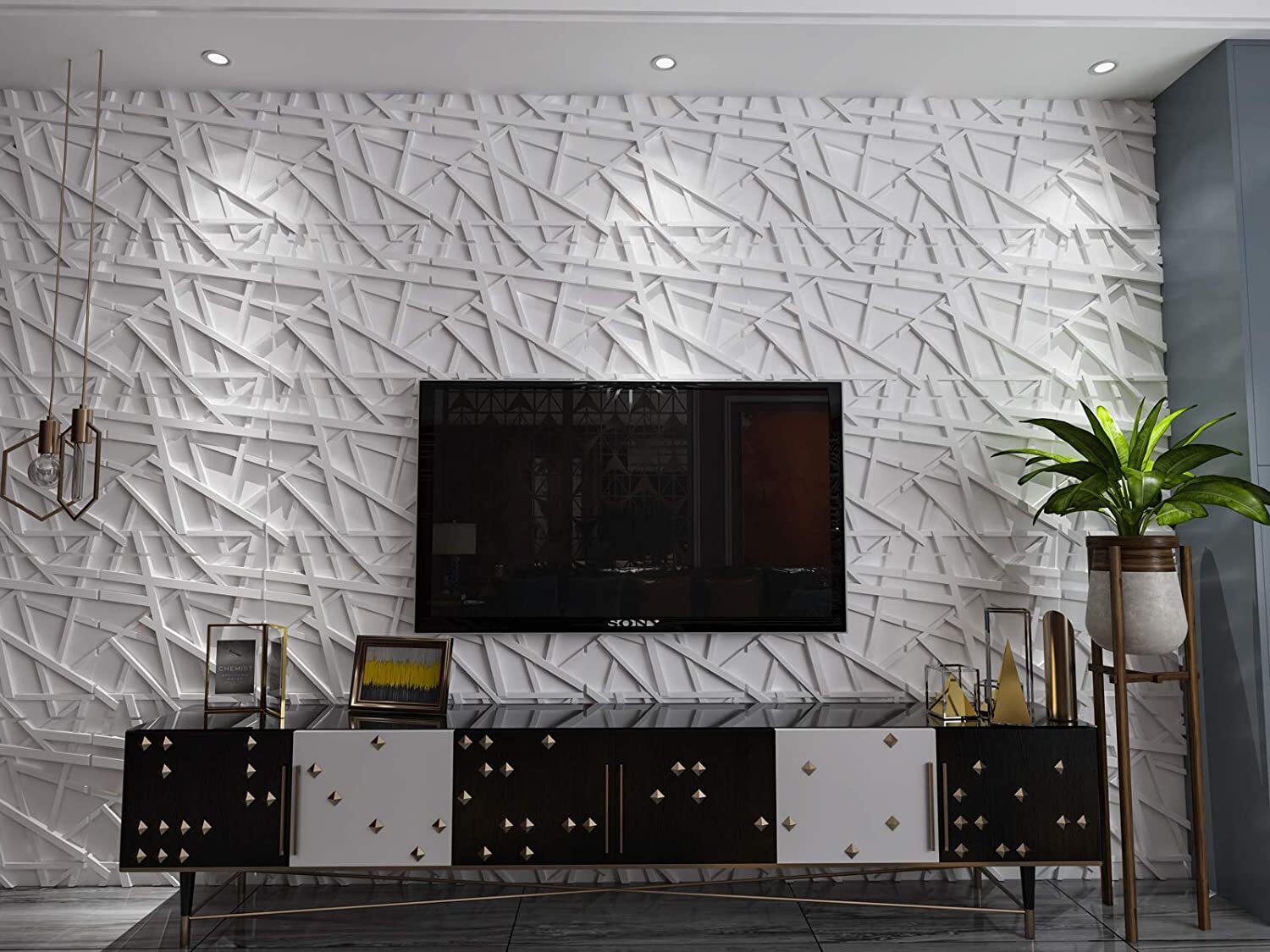 Art3d 3D Wall Panels Home Decor TV Background Board,19.7×19.7 ,12Pcs,32 SF