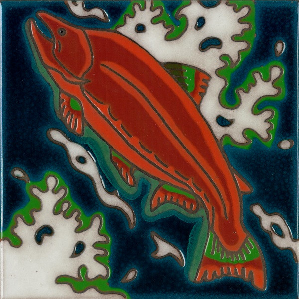 Ceramic Tile Salmon Fish hot plate wall decor backsplash Installation mural art