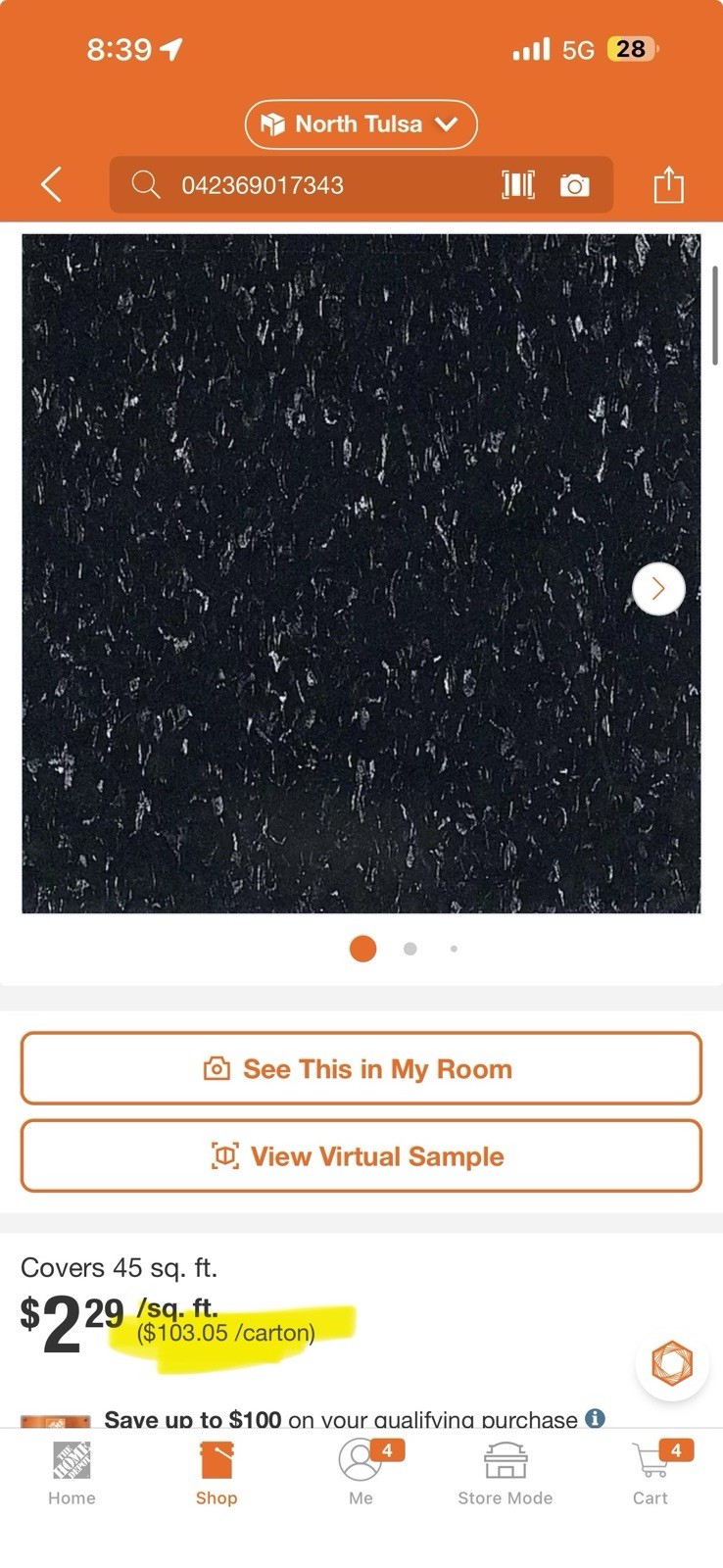 Armstrong Flooring Imperial Texture Black Vinyl Tile 12×12 Commercial 45 sq.ft.