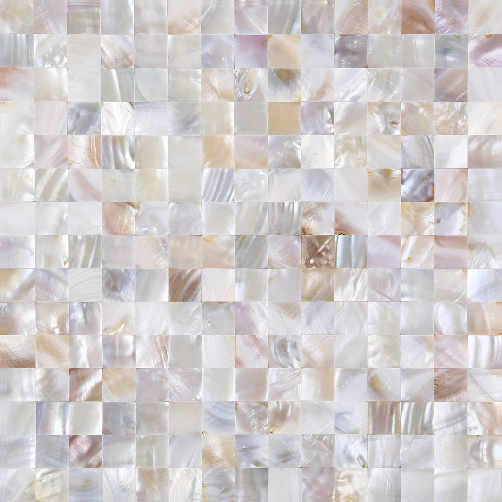 Peel Stick Mother of Pearl Shell Backsplash Tiles, 10 Sheets Natural