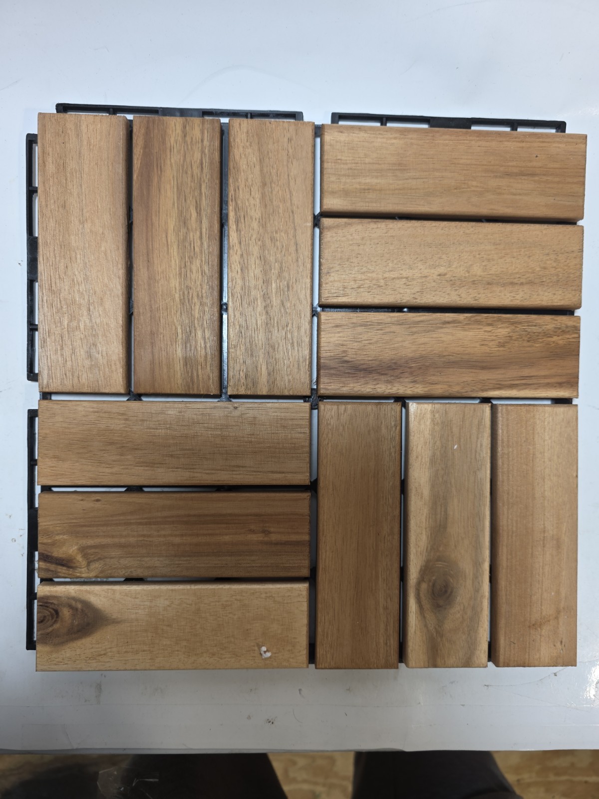 Acacia Wood Deck Tiles LOT OF 26 12×12 Interlocking Checker Patio Pool 26 sq ft