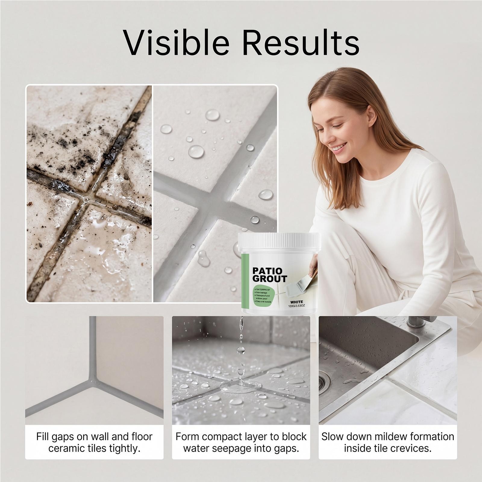 Patio tile grout Tile Sealant for Shower | 100g Long Lasting Gapfilling Adhesiv