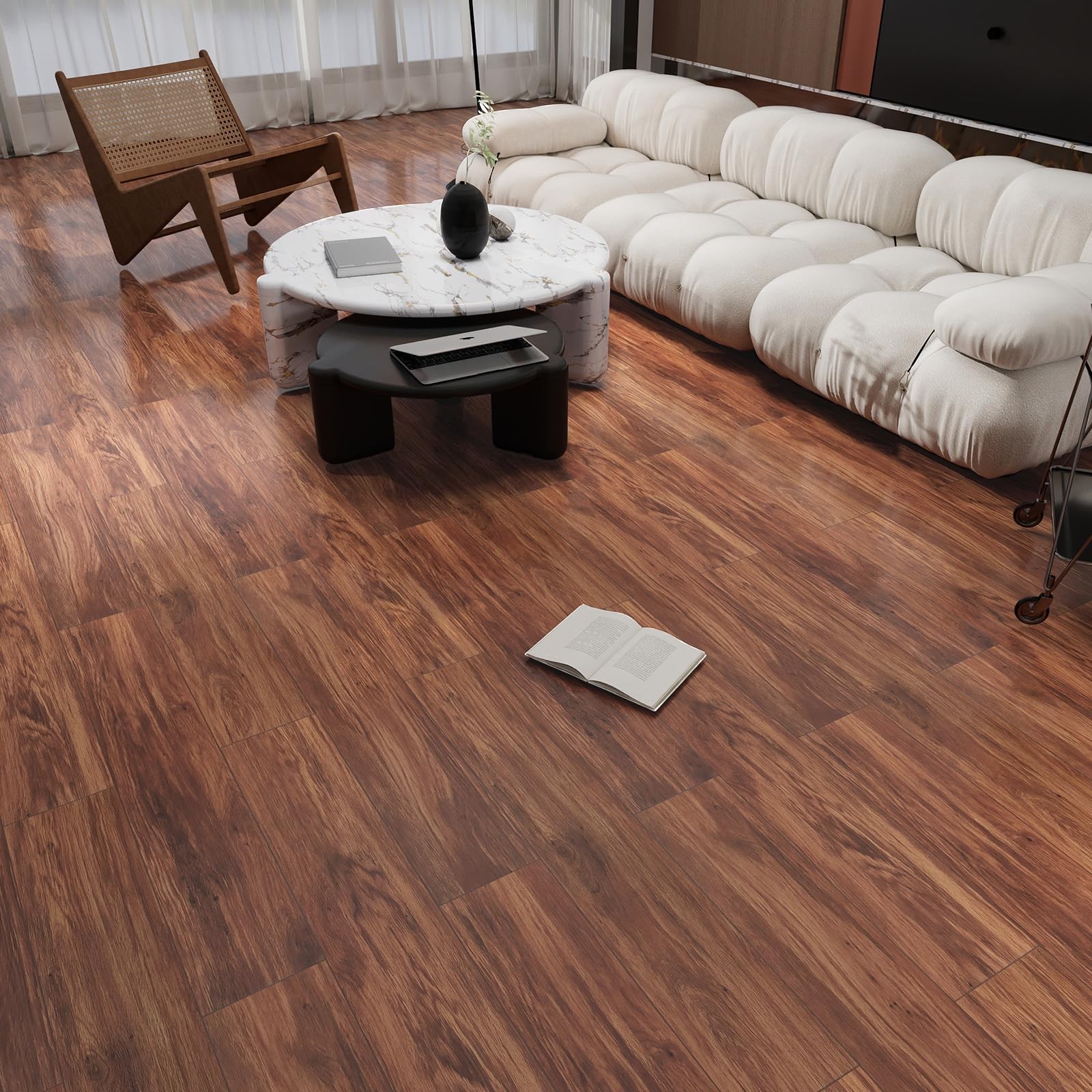 Brown Peel and Stick Floor Tile Vinyl Plank Flooring Wood Grain Look 36-Pack …