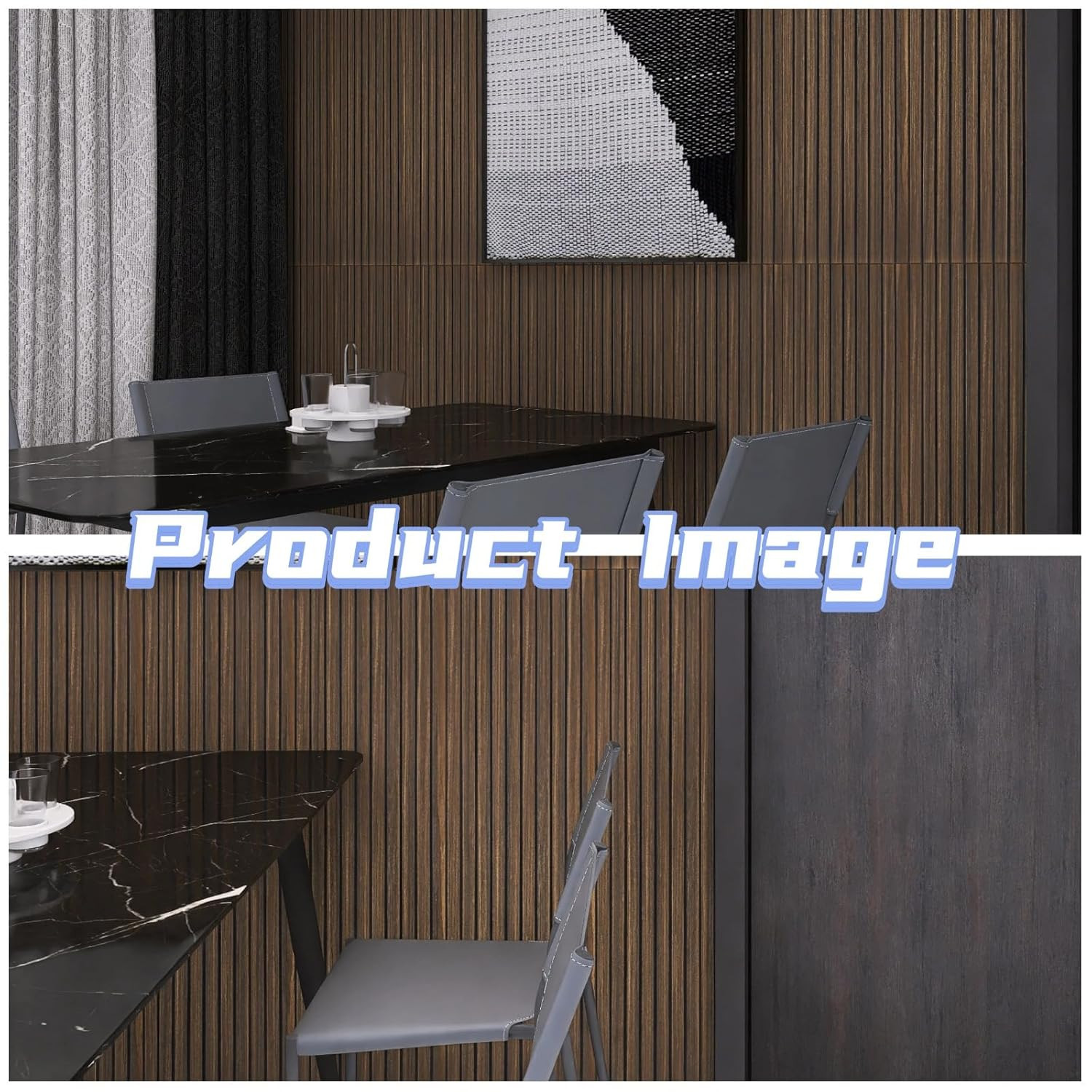 Self-Adhesive Wood Slat Wall Panels – Dark Walnut, 8-Pack, 47.24×11.81In