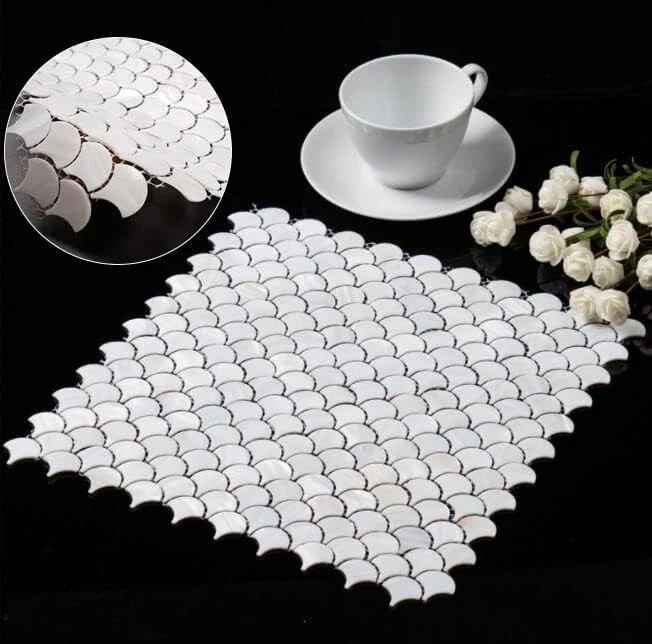 Modern Fish Scale Backsplash Tiles – Pack of 6 Water-Resistant Shell Sheets