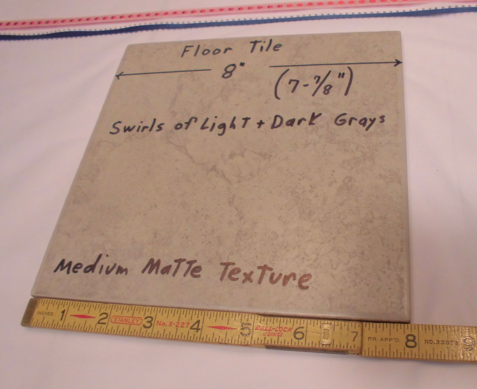1 pc. Porcelain/Ceramic 8″ Floor Tile; Light & Dark Grays; Medium Textured NEW