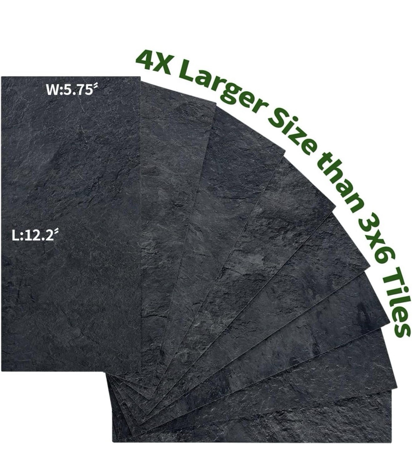 Auliget 6”x12” Black Slate Peel And Stick Backsplash Wall Tiles 20pcs PVC FAUX