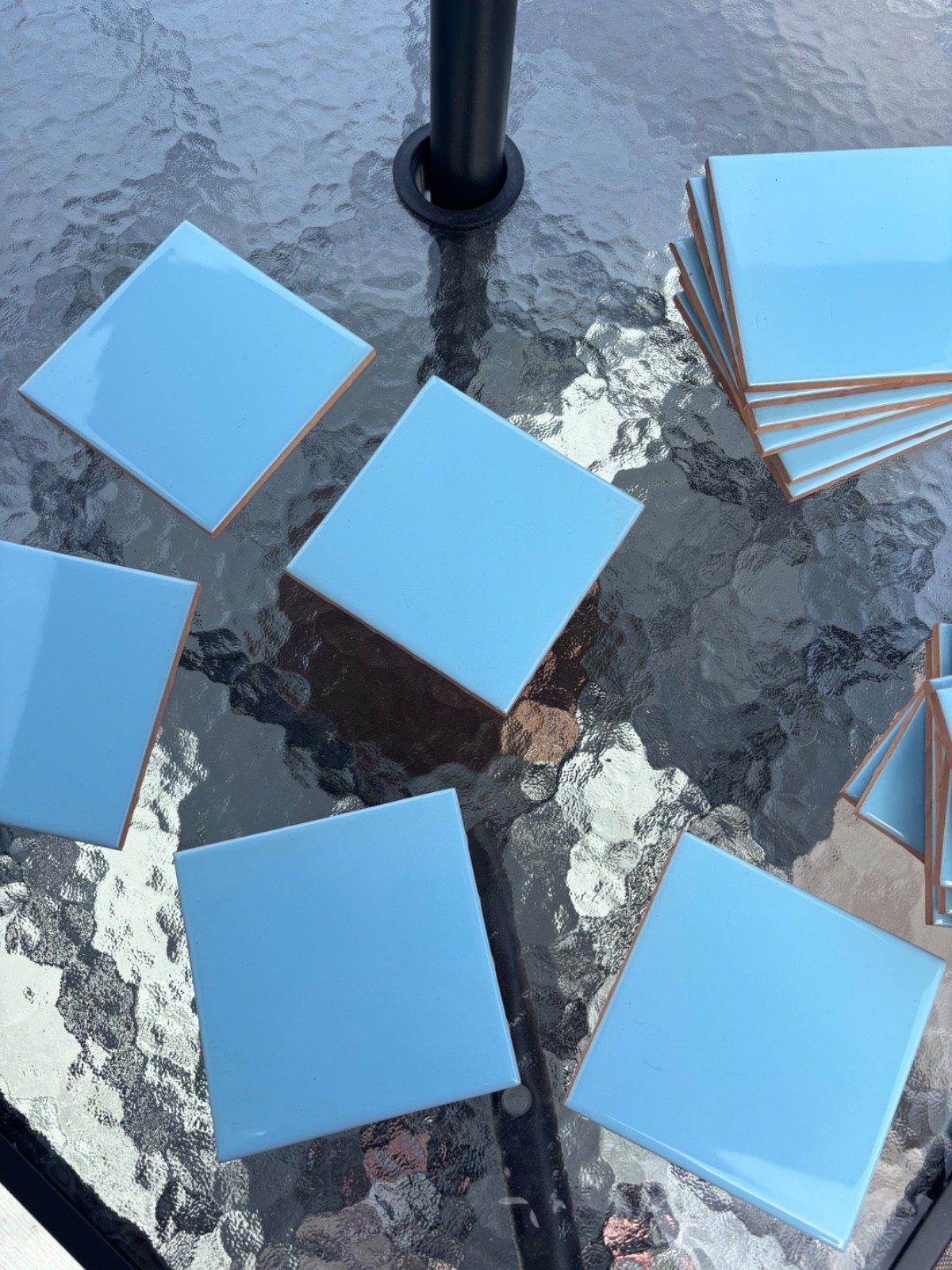 Vintage wall tiles, ceramic, baby blue , 1950s , 4 1/4 , Vintage/ MCM / Retro