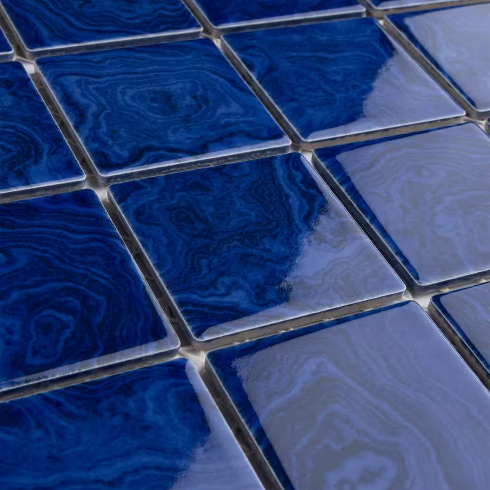 Resort Marine Blue 12 In. X 12 In. Porcelain Mosaic Tile (1.02 Sq. Ft./Each)