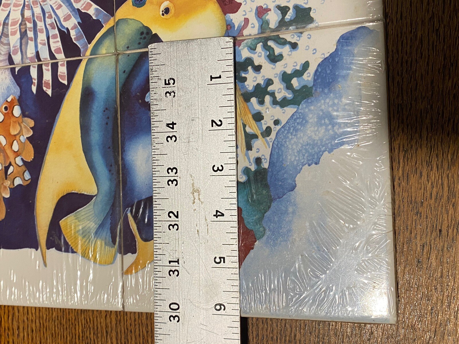 Ocean Sea Coral Reef Fish Scene Ceramic Tile Mural New Sealed Paul Brent 6” Tile