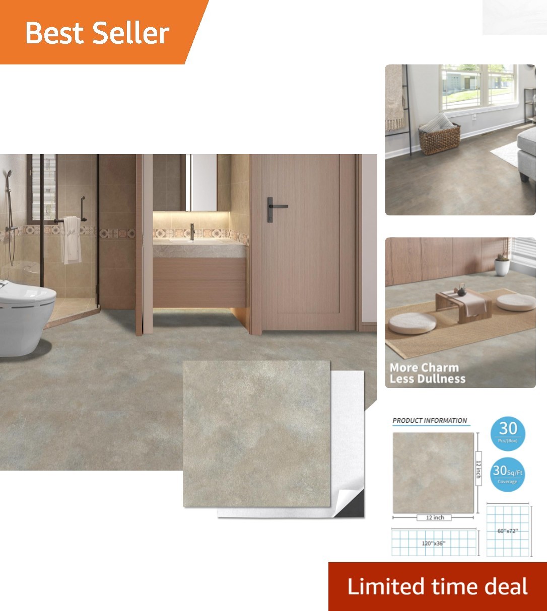Affordable Vinyl Floor Tiles – 30 Sq.ft of Stylish Slate Self-Adhesive Tiles