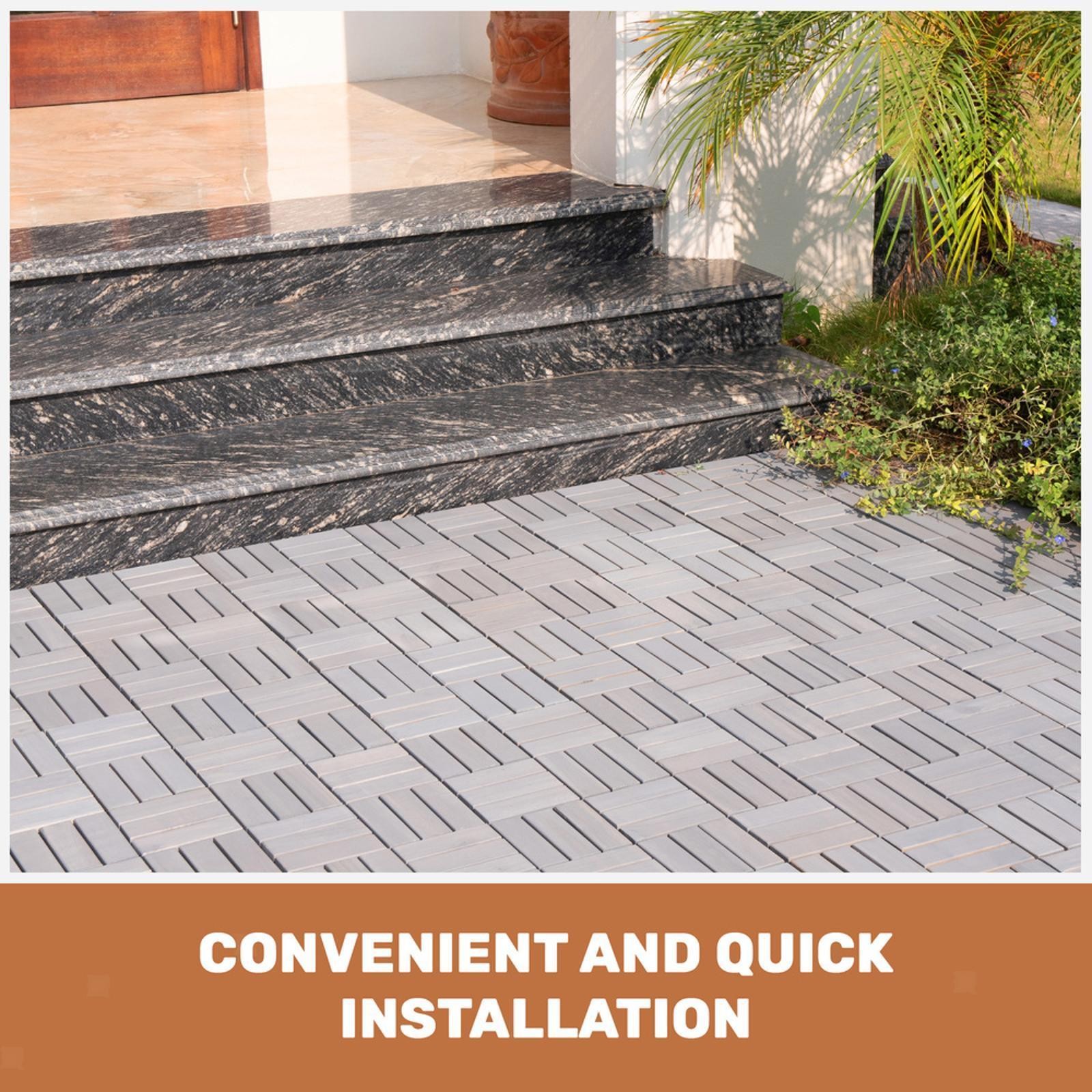30 PCS Interlocking Deck Tiles Checker Pattern, 12″ x 12″ Square Light Gray