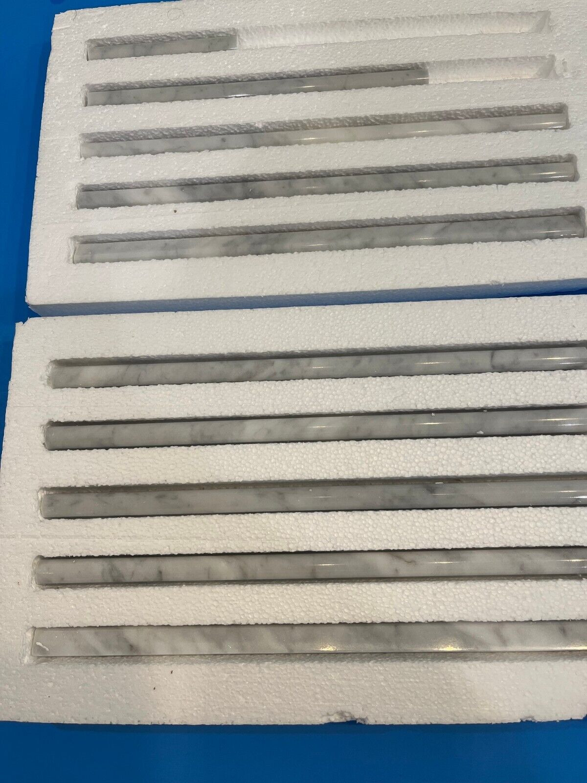 9-PC Carrara White Italian (Bianco Carrara) Marble 3/4X12 Bullnose Molding