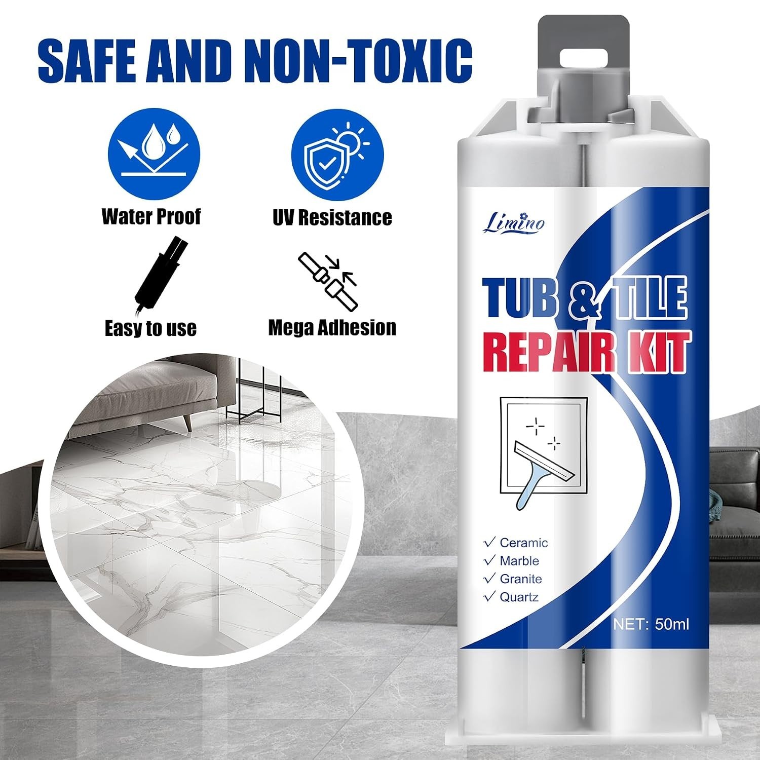 Professional Porcelain Repair Kit – Effortless Restoration for Bathroom Fixtures