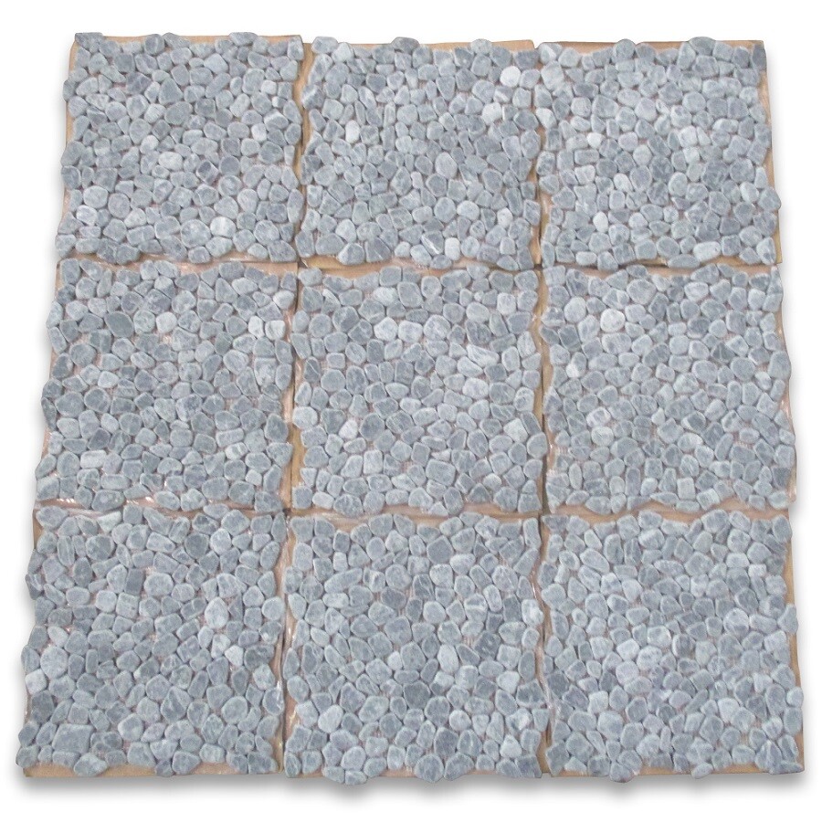 P65T Non Slip Pebble Stone Shower Floor Tile Tumbled Indian Green Marble
