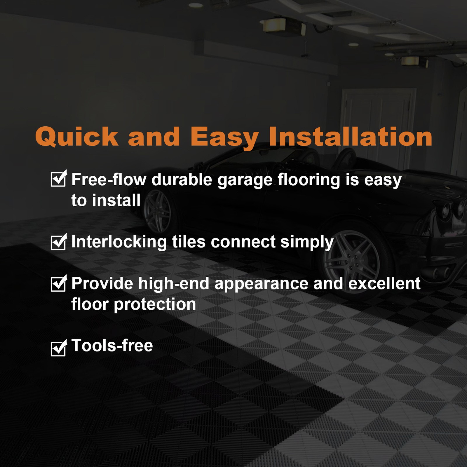 40 PCS Interlocking Garage Floor Tiles Water Drainage Non-Slip 15.75×15.75”