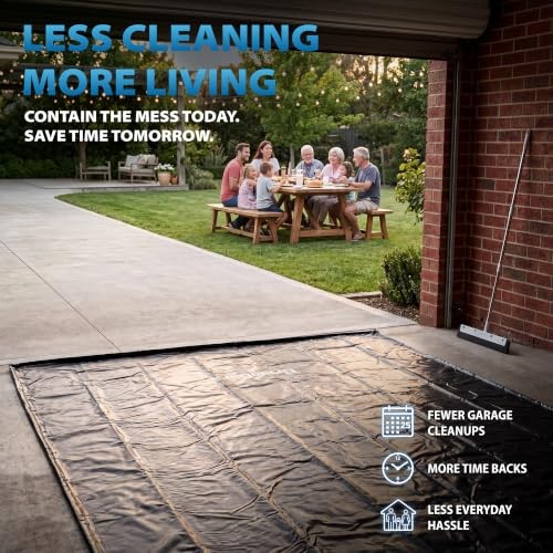 7’9″ x 18′ Garage Floor Mat 610GSM PVC Containment Mat for Cars – Heavy-Duty