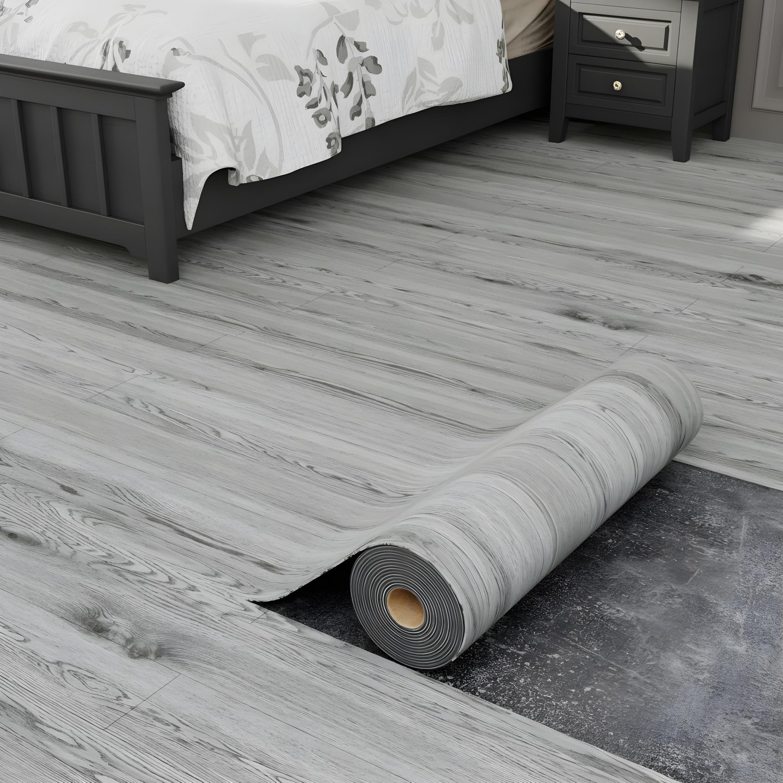 Peel and Stick Vinyl Flooring Roll 23″x 118″/19 Sq.Ft, Thicken Self Adhesive …