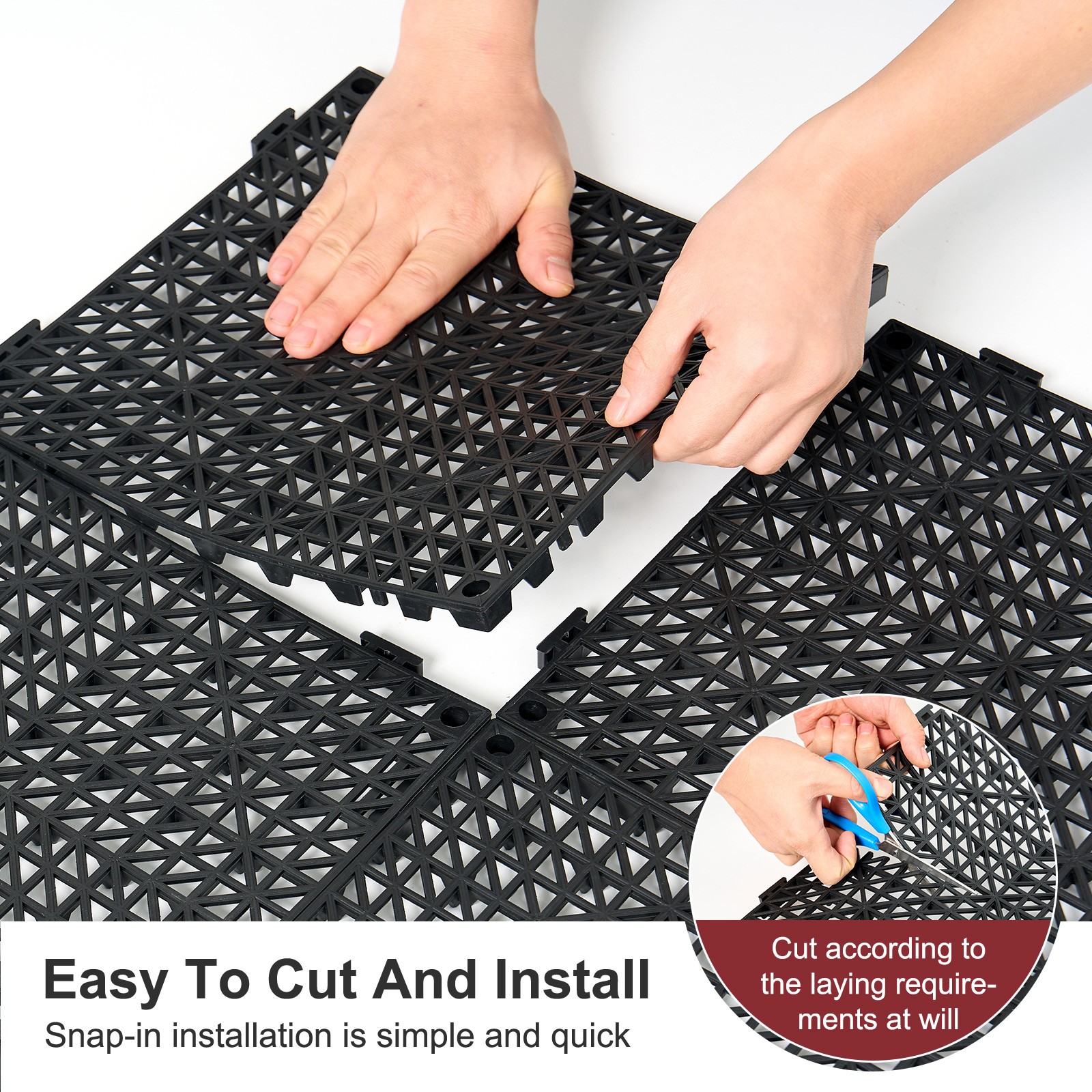NAIZEA Interlocking Tile Drainage Tiles 12″x12″ Splicing Floor Tiles 24/36/50PCS
