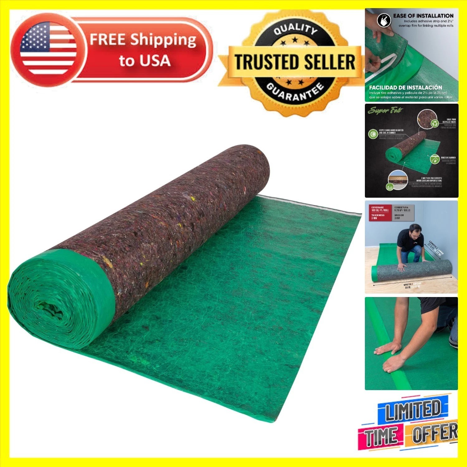 Ultimate 100 sq. ft. Super Felt Insulating Underlayment – Deep Sound Absorption