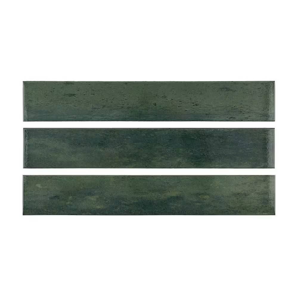 Typhoon Green 3 In. X 18 In. Subway Gloss Porcelain Wall and Floor Tile (10.76 S