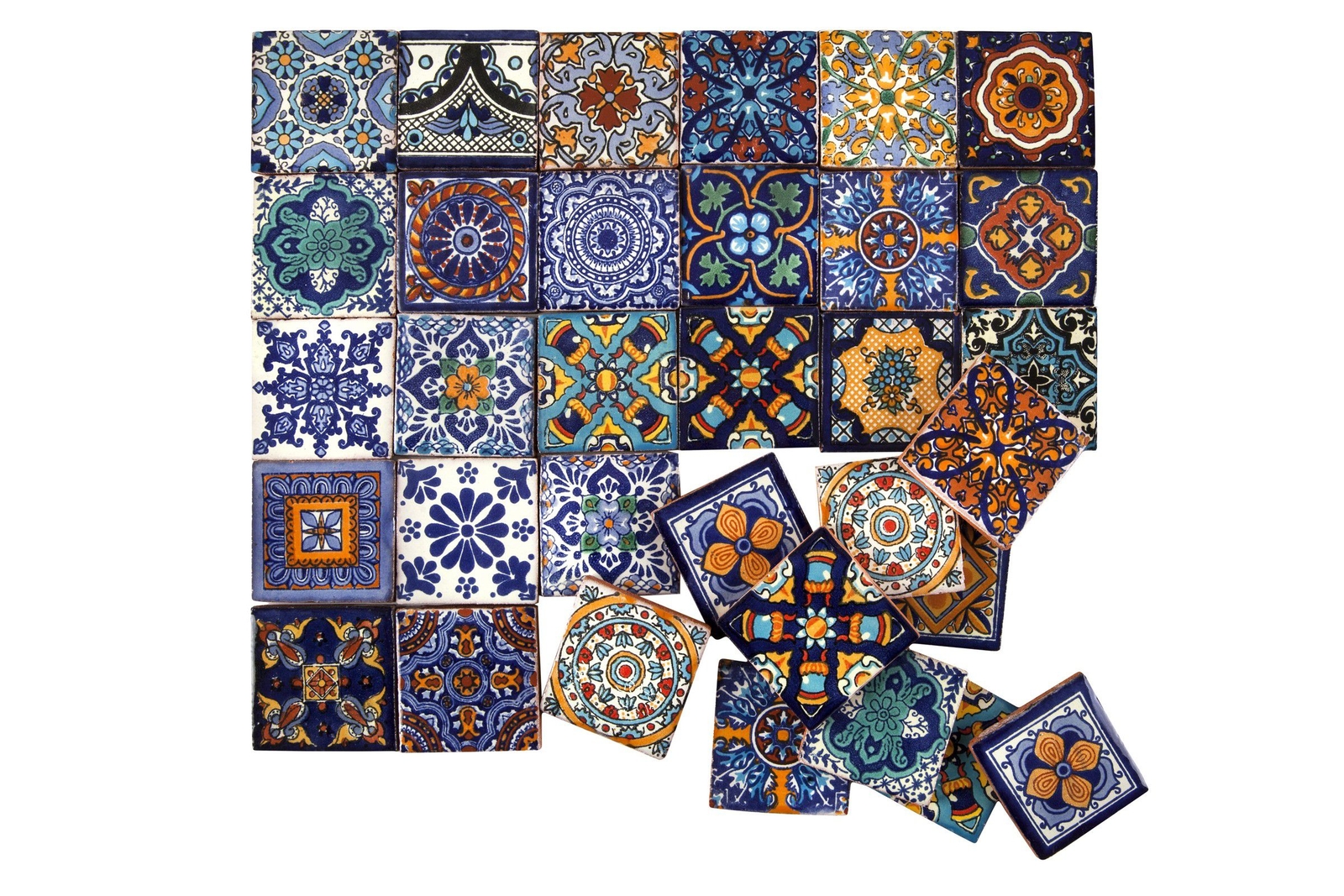 120 Mexican Ceramic Tiles 2×2 in Talavera Decoration Mosaic for Bathroom -Tonito