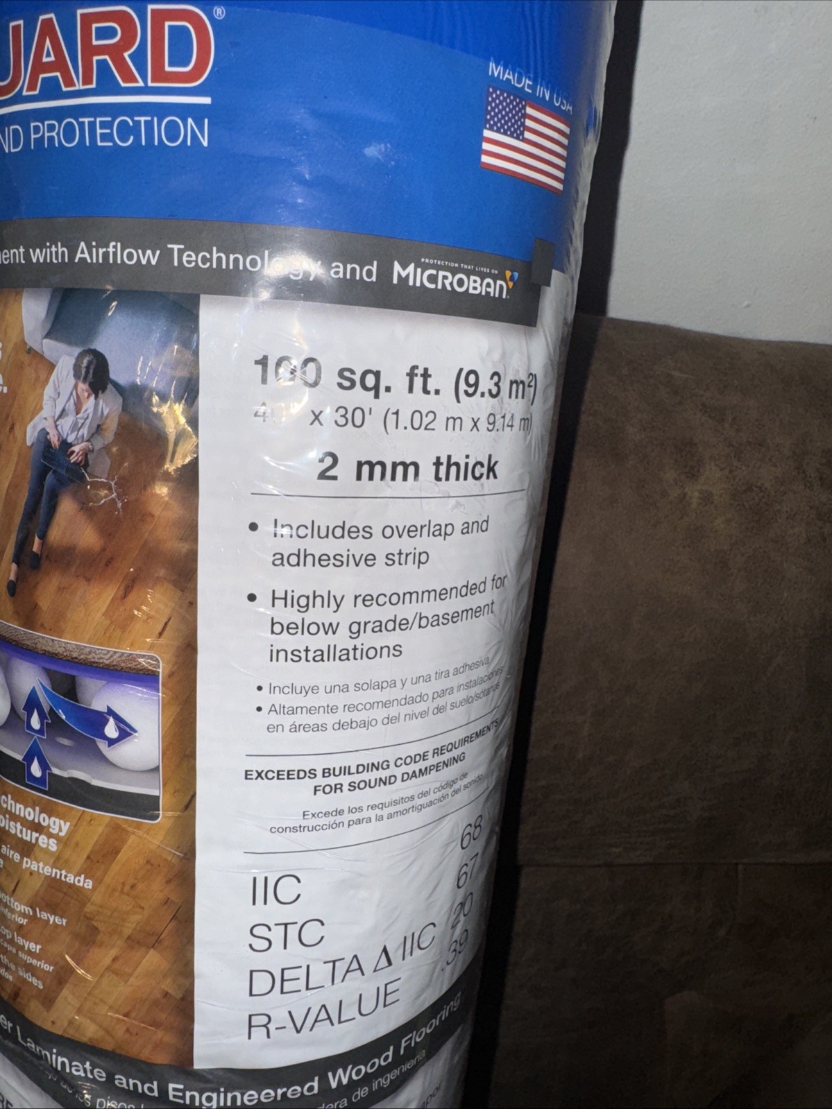 AirGuard 100 Sq. Ft. Underlayment With Microban Laminate Engineered Wood Floors