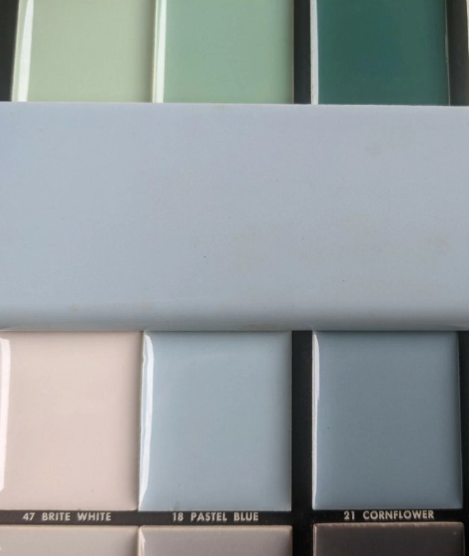 1 Piece American Olean Ceramic Tile Matte Flax Blue #63 4-1/4″ New