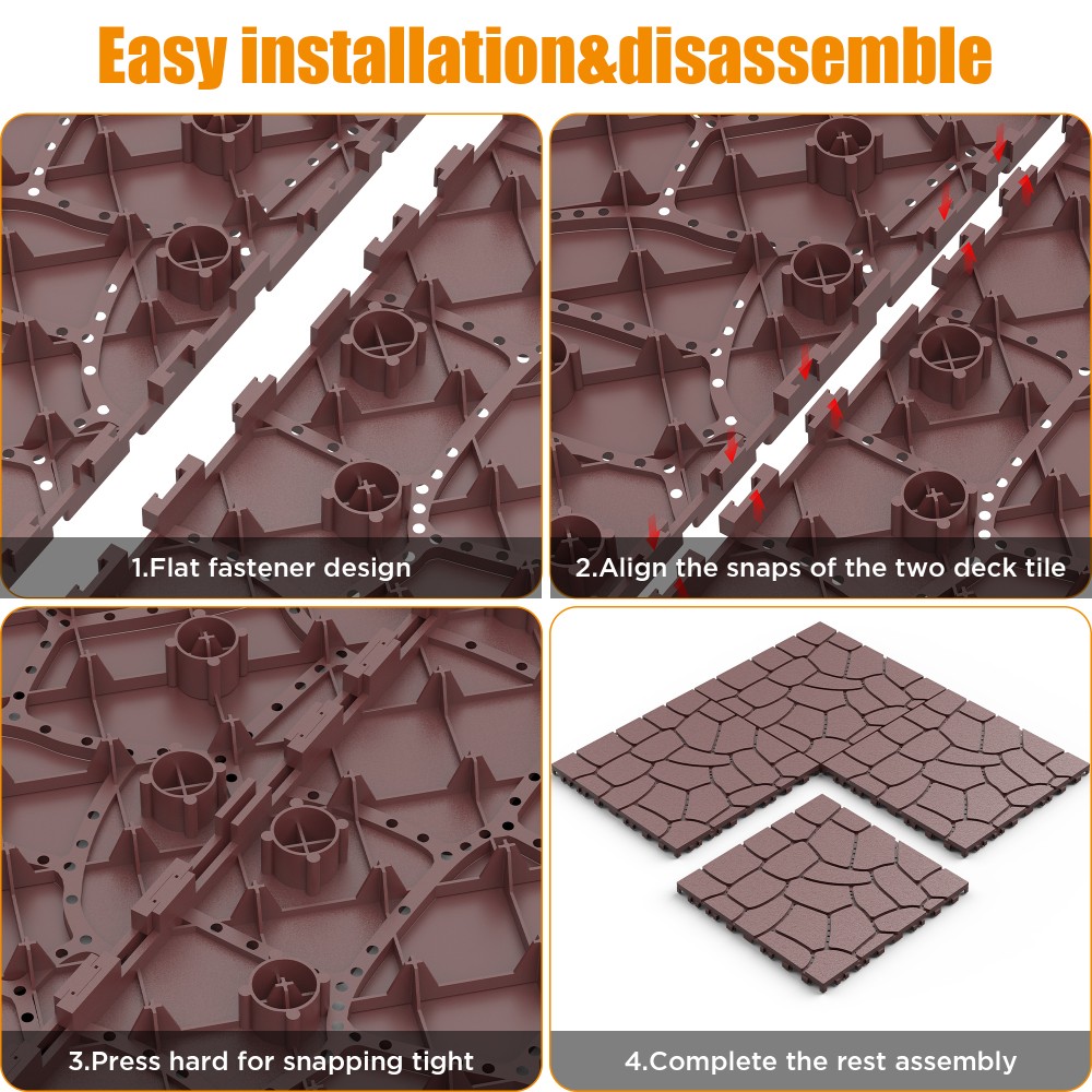 New Stone texture12″Patio Deck Tiles Module Interlocking DeckingTiles Floor Tile