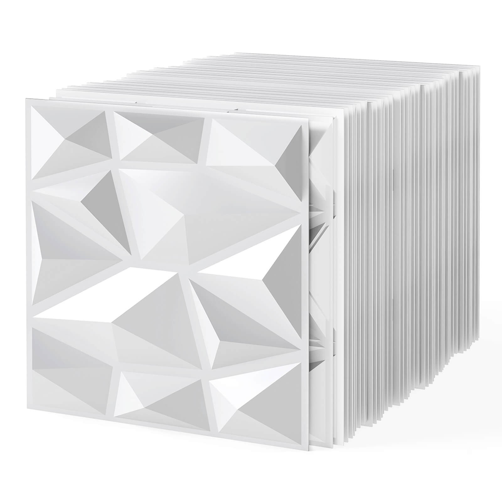 50 Pack 3D Wall Panels, PVC Diamond Textured Wall Tiles for DIY Painting