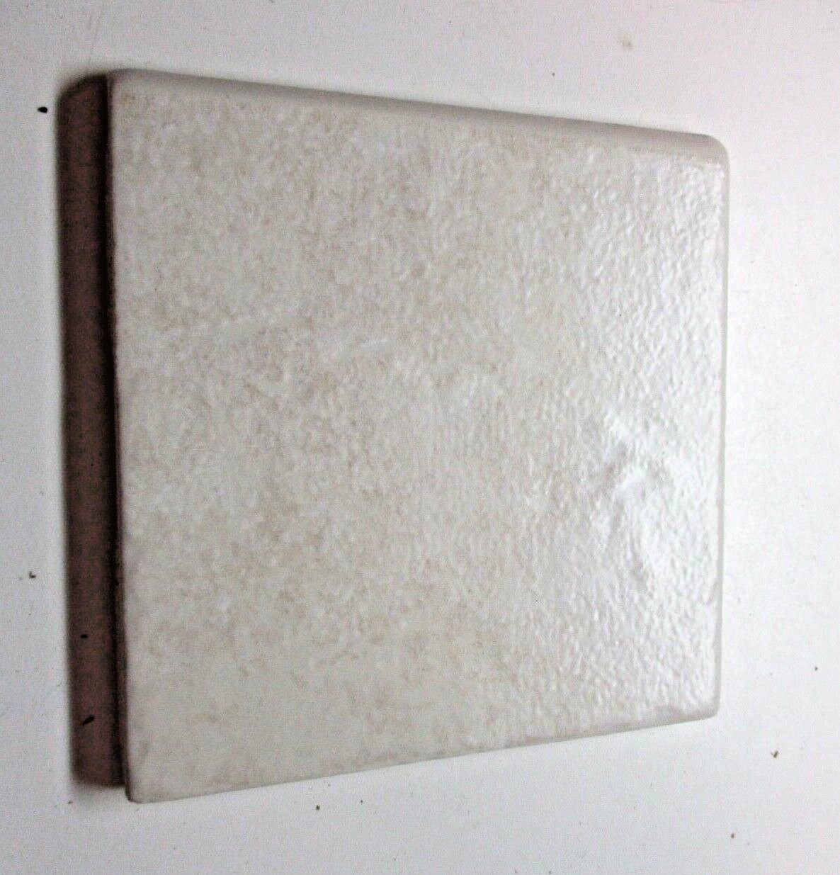 1 Bullnose Wall Tile Huntington USA Ceramic 4-3/8″Sq Satin Wrinkled Beige Vtg