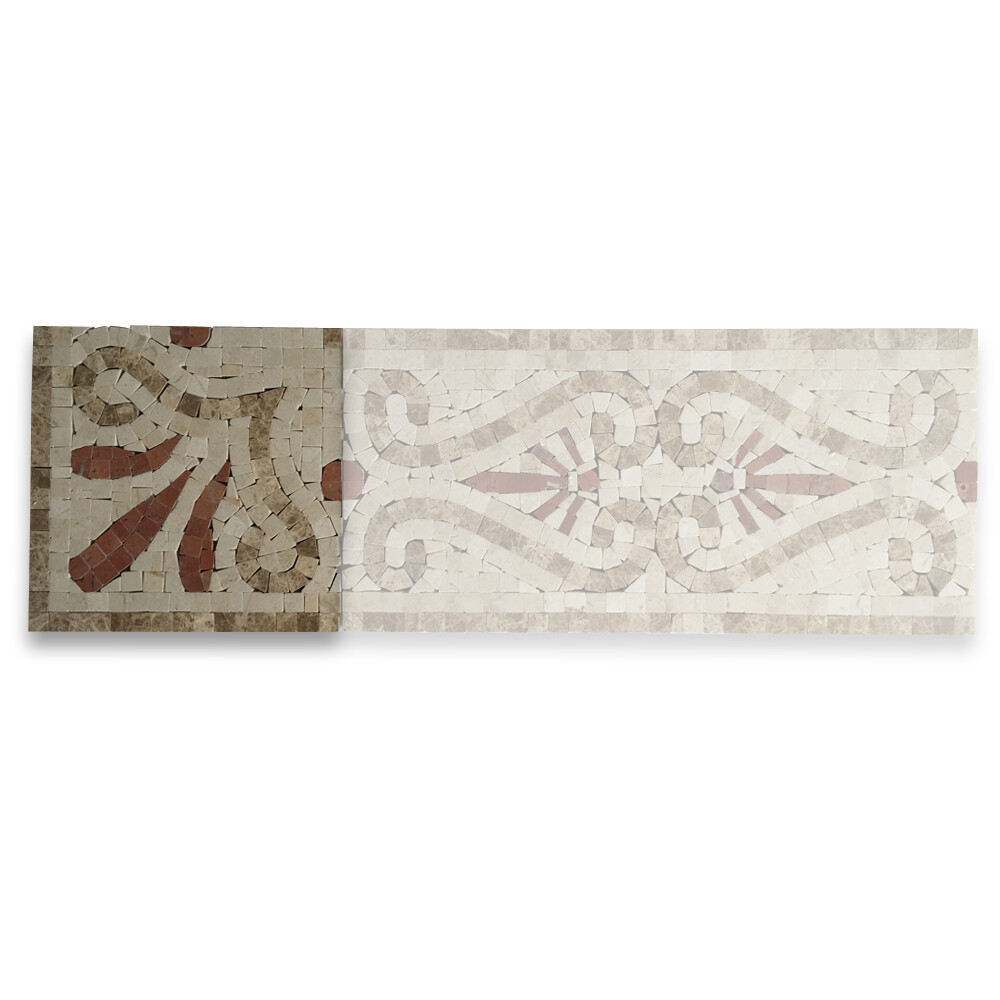 B0079CP Marble Mosaic Border Accent Tile Everlasting Crema 5.9×5.9 Polished