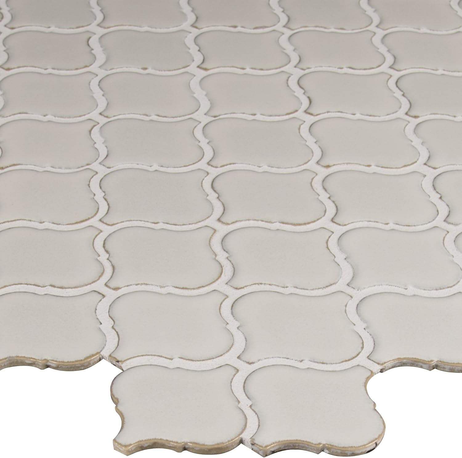 Bianco Glazed Arabesque Ceramic Mosaic Tile for Backsplash & Accent Walls