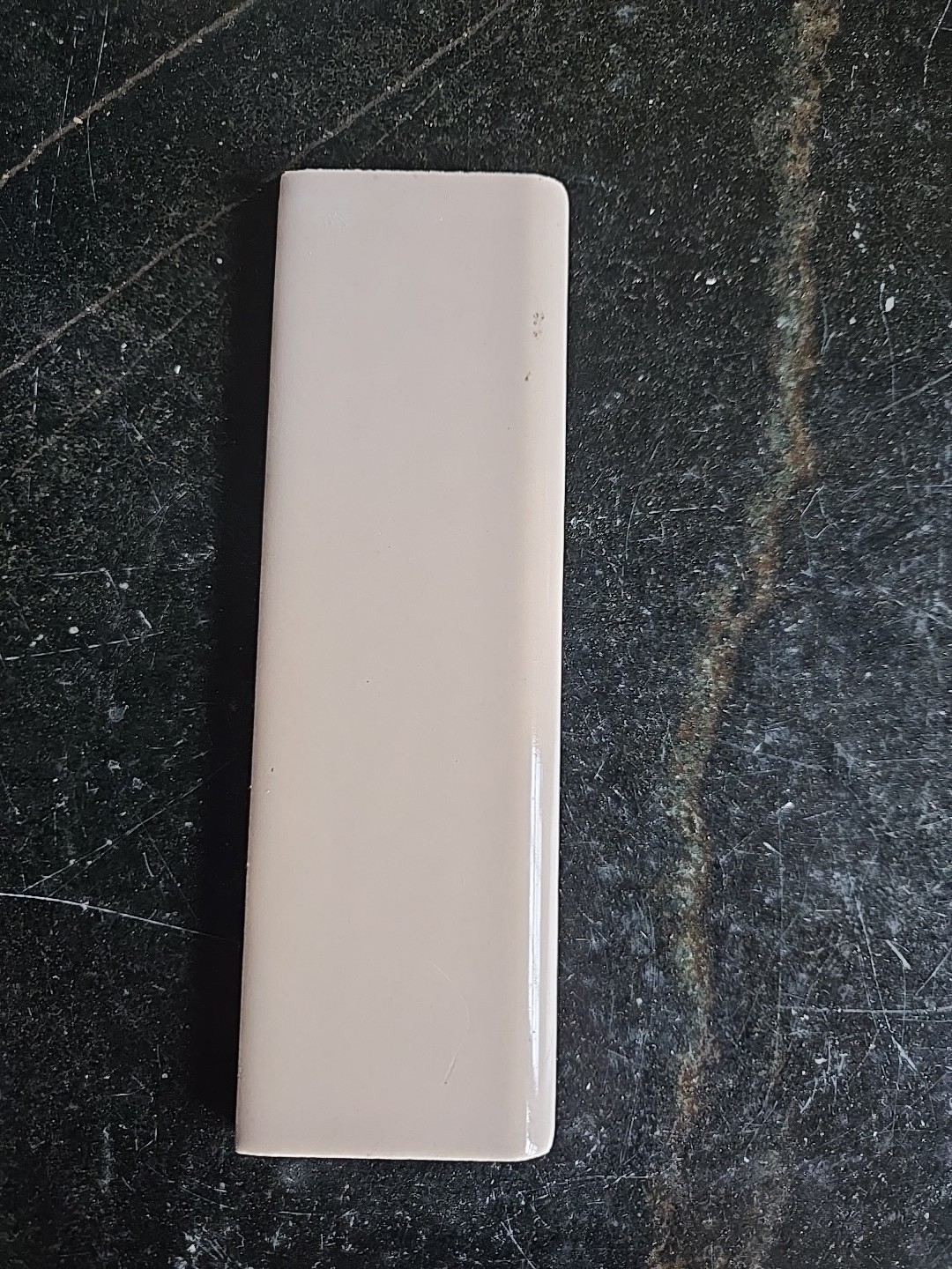 Vintage Ceramic Flat Bullnose Sand Trim Tile 2″ X 6 1/8″ NOS